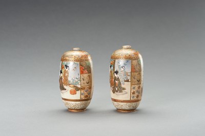 Lot 111 - A PAIR OF SATSUMA ‘AUTUMN’ VASES