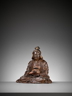 Lot 81 - A LACQUERED WOOD FIGURE OF BENTEN