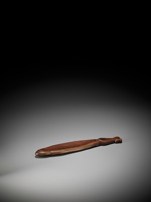 Lot 438 - JOSUI: A LARGE BAMBOO SASHI NETSUKE IN THE SHAPE OF A MANTIS