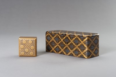 Lot 397 - TWO ORNAMENTAL GOLD LACQUER BOXES