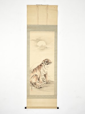 Lot 343 - OHASHI SUISEKI: A SCROLL PAINTING OF A TIGER AND FULL MOON