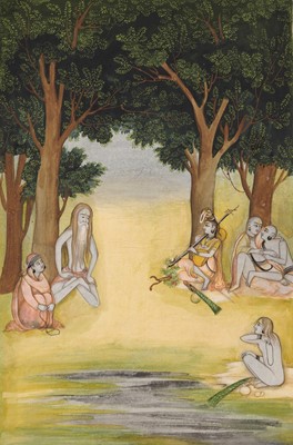 Lot 623 - AN INDIAN MINIATURE PAINTING OF THE KANPHATA YOGIS