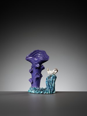 Lot 516 - A PURPLE AND TURQUOISE-GLAZED ‘LINGZHI’ INCENSE HOLDER, 18TH CENTURY