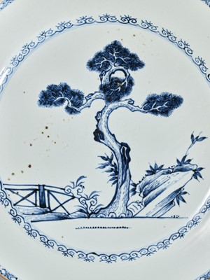 Lot 84 - A LARGE BLUE AND WHITE ‘PINE AND LINGZHI’ DISH, 18TH CENTURY