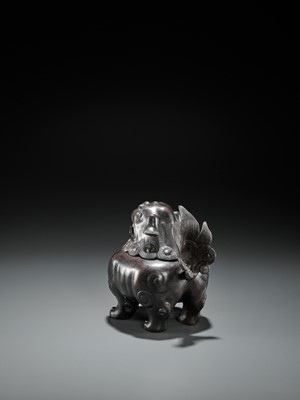 Lot 21 - A BRONZE ‘BUDDHIST LION’ CENSER AND COVER, QING DYNASTY