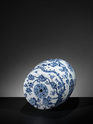 Lot 212 - A BLUE AND WHITE GARDEN STOOL, QING DYNASTY