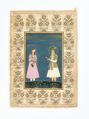 Lot 1292 - A RARE INDIAN MINIATURE PAINTING OF SHAH JAHAN AND MUMTAZ MAHAL