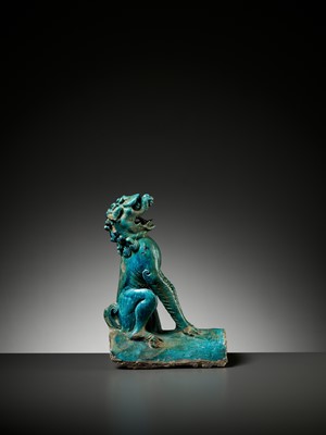 Lot 73 - A TURQUOISE-GLAZED ‘LION’ ROOF TILE, MING DYNASTY