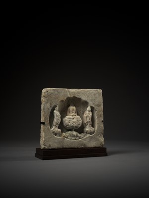 Lot 78 - A WHITE MARBLE BUDDHIST STELE, NORTHERN WEI TO NORTHERN QI