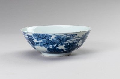 Lot 777 - A BLUE AND WHITE PORCELAIN KANGXI REVIVAL ‘SCHOLARS’ BOWL