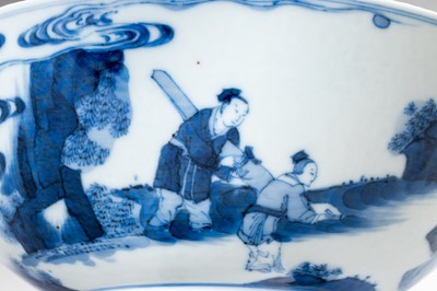 Lot 777 - A BLUE AND WHITE PORCELAIN KANGXI REVIVAL ‘SCHOLARS’ BOWL