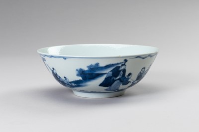 Lot 777 - A BLUE AND WHITE PORCELAIN KANGXI REVIVAL ‘SCHOLARS’ BOWL