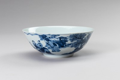 Lot 777 - A BLUE AND WHITE PORCELAIN KANGXI REVIVAL ‘SCHOLARS’ BOWL