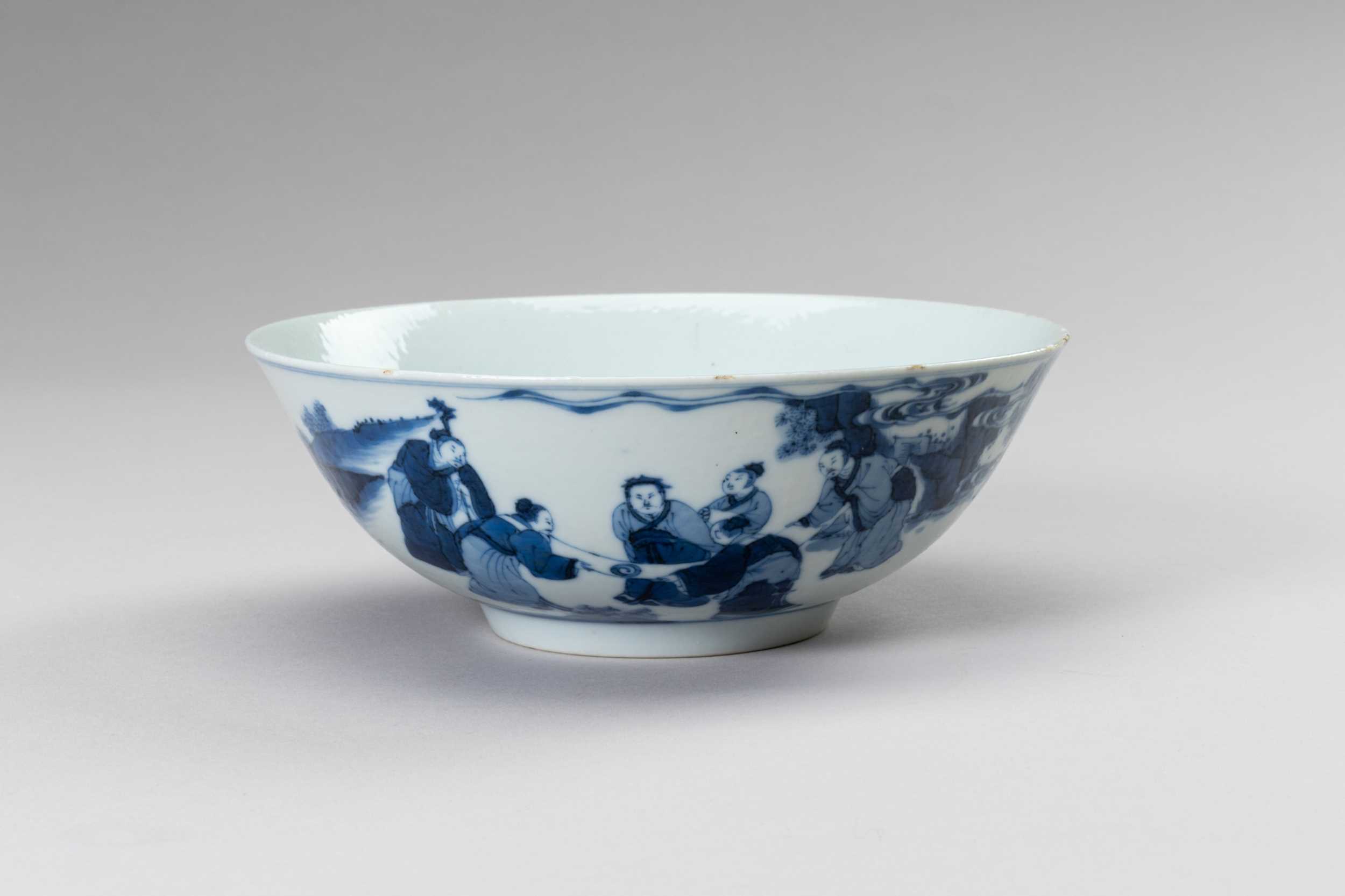 Lot 777 - A BLUE AND WHITE PORCELAIN KANGXI REVIVAL ‘SCHOLARS’ BOWL