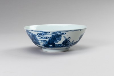 Lot 777 - A BLUE AND WHITE PORCELAIN KANGXI REVIVAL ‘SCHOLARS’ BOWL