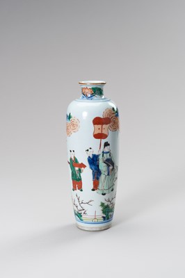 Lot 796 - A PORCELAIN ‘WUCAI’ VASE WITH A COURT FIGURE AND SERVANTS IN A PALACE GARDEN