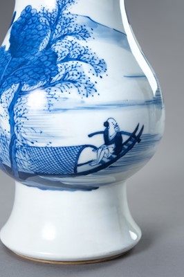 Lot 761 - A BLUE AND WHITE PORCELAIN KANGXI REVIVAL ‘LANDSCAPE’ VASE
