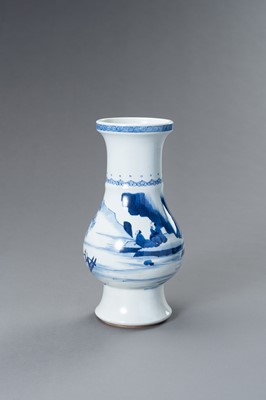 Lot 761 - A BLUE AND WHITE PORCELAIN KANGXI REVIVAL ‘LANDSCAPE’ VASE