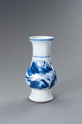 Lot 761 - A BLUE AND WHITE PORCELAIN KANGXI REVIVAL ‘LANDSCAPE’ VASE