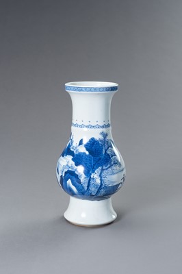 Lot 761 - A BLUE AND WHITE PORCELAIN KANGXI REVIVAL ‘LANDSCAPE’ VASE