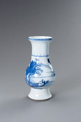 Lot 761 - A BLUE AND WHITE PORCELAIN KANGXI REVIVAL ‘LANDSCAPE’ VASE