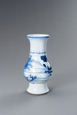 Lot 761 - A BLUE AND WHITE PORCELAIN KANGXI REVIVAL ‘LANDSCAPE’ VASE