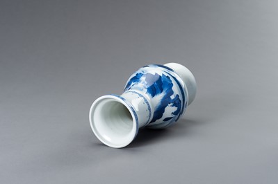 Lot 761 - A BLUE AND WHITE PORCELAIN KANGXI REVIVAL ‘LANDSCAPE’ VASE