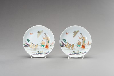 Lot 808 - A PAIR OF ENAMELED PORCELAIN DISHES, QING