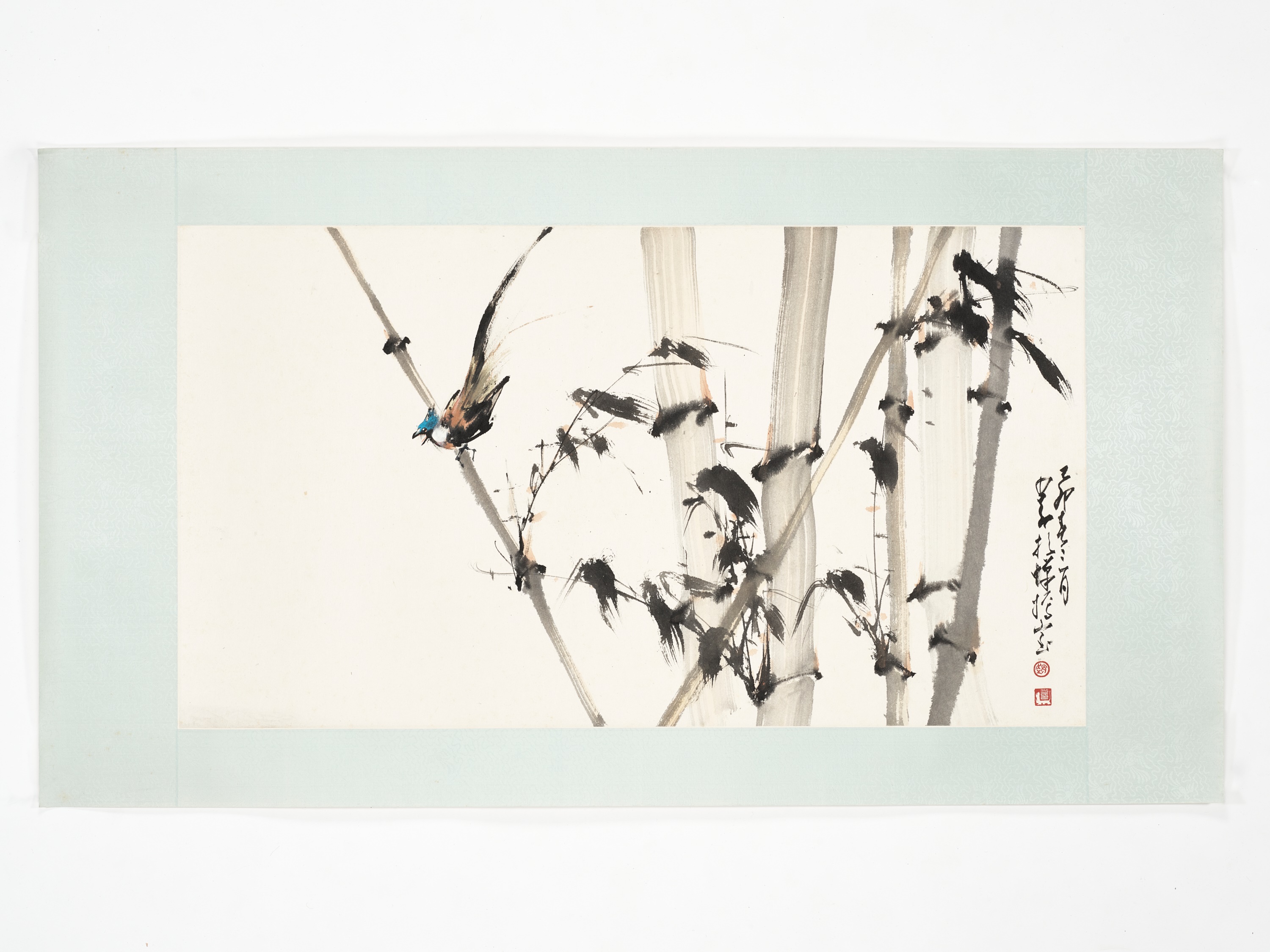 【作家名】竹林愛作　釣人(湖畔)　掛軸 作家名】竹林愛作 釣人(湖畔) 掛軸