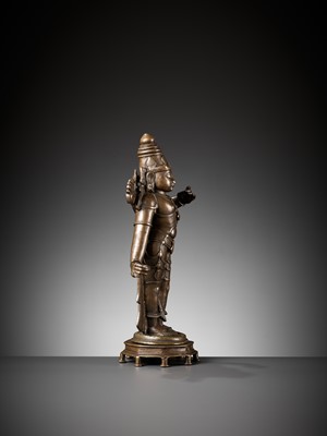 Lot 601 - A LARGE BRONZE FIGURE OF RAMA, VIJAYANAGAR PERIOD
