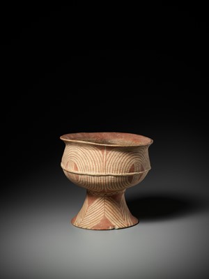 Lot 665 - A PAINTED POTTERY STEM CUP, BAN CHIANG, 1ST MILLENNIUM BC