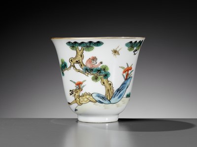 Lot 112 - AN AUSPICIOUS ‘MONKEY AND DEER’ CUP AND SAUCER, XIANFENG MARK AND PERIOD