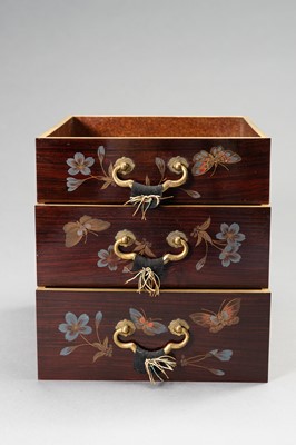 Lot 392 - A LACQUERED ‘PEONY AND CRANES’ WOOD CABINET