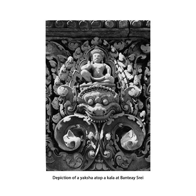Lot 1170 - A SANDSTONE LINTEL CENTERPIECE DEPICTING A KALA, BANTEAY SREI STYLE, ANGKOR PERIOD