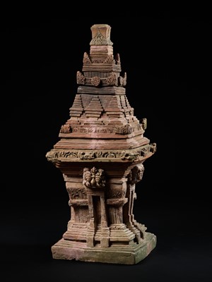 Lot 209 - A TERRACOTTA VOTIVE TEMPLE, CHANDI, EASTERN JAVA, 13TH-14TH CENTURY