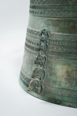 Lot 565 - A FINE PAIR OF ANTIQUE BRONZE RAIN DRUMS, KHA