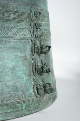 Lot 565 - A FINE PAIR OF ANTIQUE BRONZE RAIN DRUMS, KHA