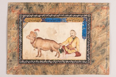 Lot 1378 - A STUDY OF A YOUNG MAN AND A RAM, AFTER REZA ABBASI
