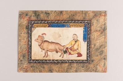 Lot 1378 - A STUDY OF A YOUNG MAN AND A RAM, AFTER REZA ABBASI