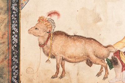 Lot 1378 - A STUDY OF A YOUNG MAN AND A RAM, AFTER REZA ABBASI