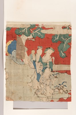 Lot 954 - A KESI SILK FRAGMENT WITH IMMORTALS