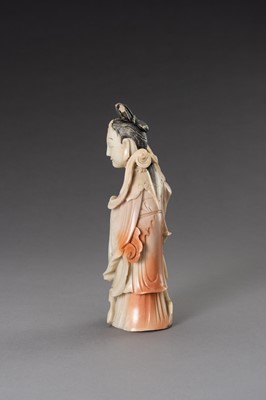 Lot 170 - A CARVED SOAPSTONE FIGURE OF A LADY, 1900s