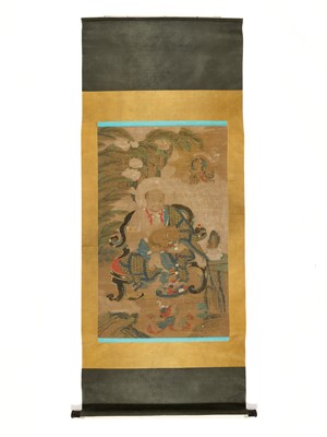 Lot 535 - A RARE AND IMPORTANT PAINTING OF THE ARHAT BAKULA, 17TH-18TH CENTURY