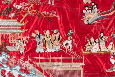 Lot 457 - A LARGE EMBROIDERED SILK HANGING, REPUBLIC PERIOD