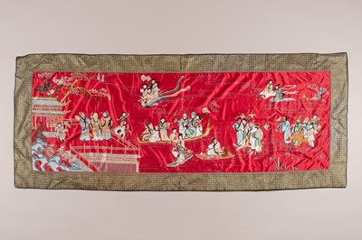 A LARGE EMBROIDERED SILK HANGING, REPUBLIC PERIOD