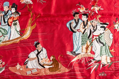 Lot 457 - A LARGE EMBROIDERED SILK HANGING, REPUBLIC PERIOD