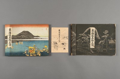 Lot 1084 - A PRINT ALBUM OF THE 53 STATIONS OF THE TOKAIDO, DATED 1934