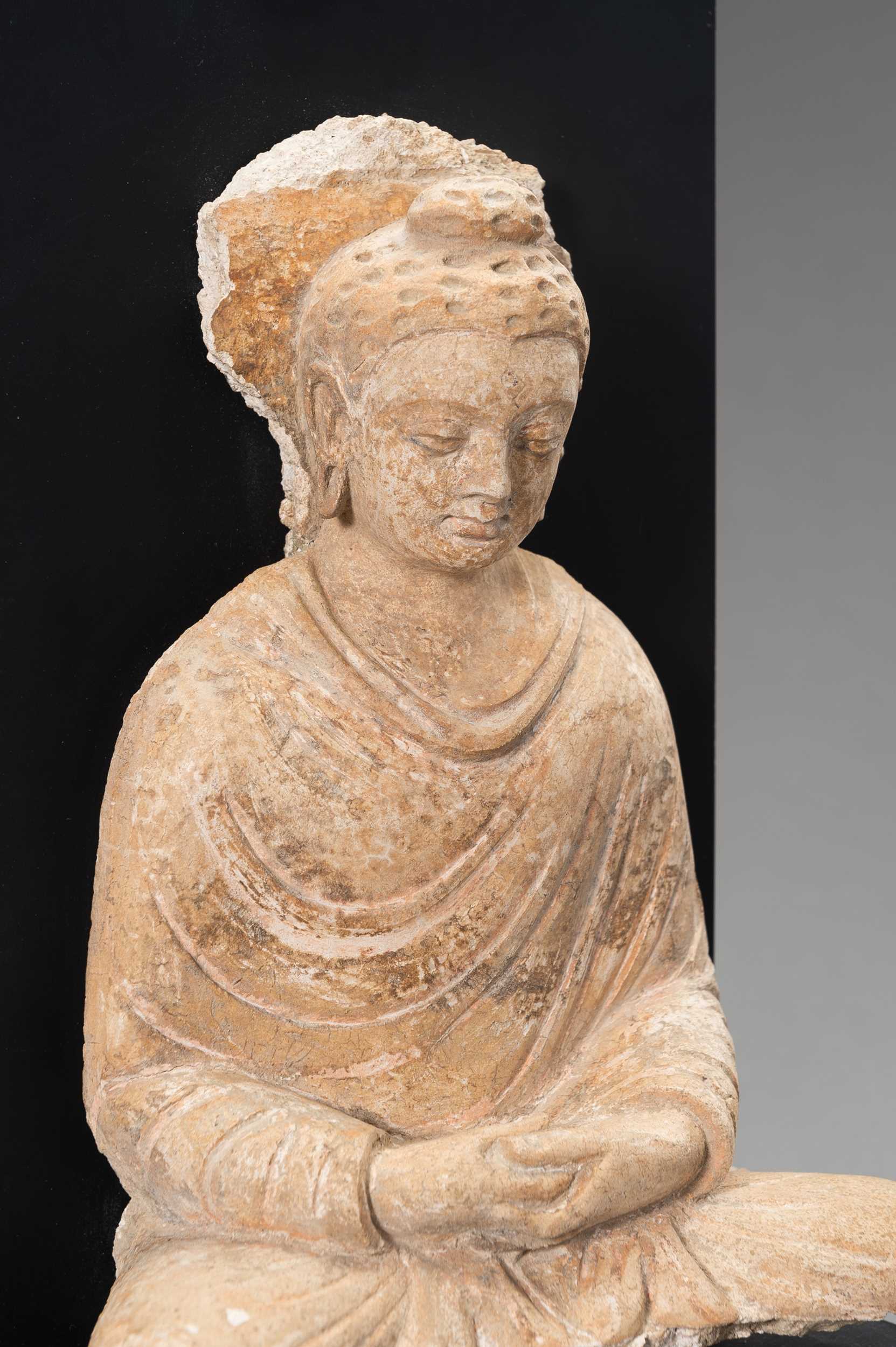 Lot 1137 - A STUCCO FIGURE OF BUDDHA, GANDHARA