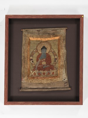 Lot 268 - A RARE EMBROIDERED THANGKA OF BHAISHAJYAGURU, QING DYNASTY