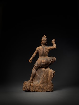 Lot 76 - AN IMPORTANT AND VERY LARGE HEIAN PERIOD WOOD STATUE OF SHUKONGOJIN